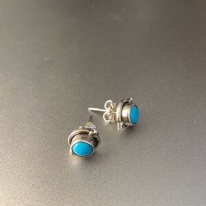 Turquoise and Silver 925 Stud Earrings from Mexico